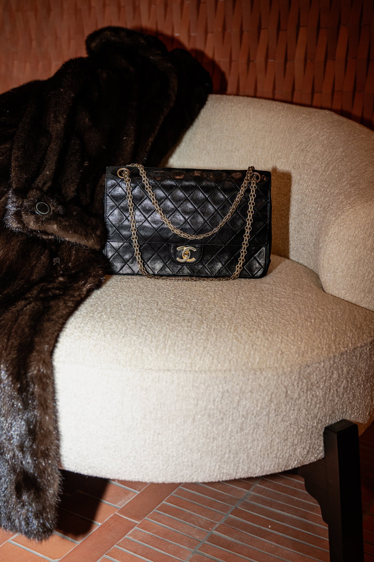 Vintage Chanel Matelassé Ram Leather Double Flap Shoulder Bag