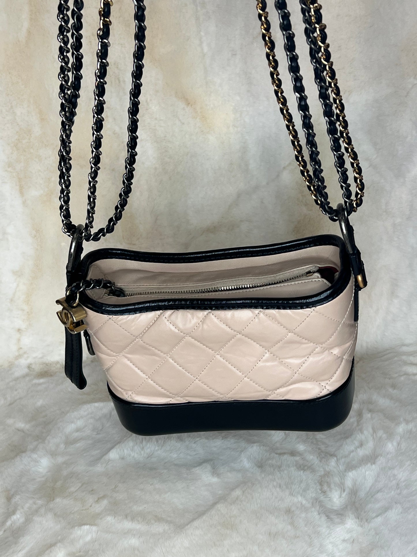 Chanel Gabrielle Hobo Beige/Black Crossbody/Shoulder Bag