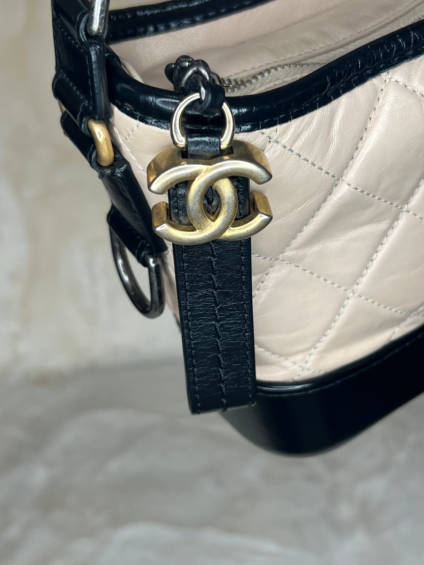 Chanel Gabrielle Hobo Beige/Black Crossbody/Shoulder Bag
