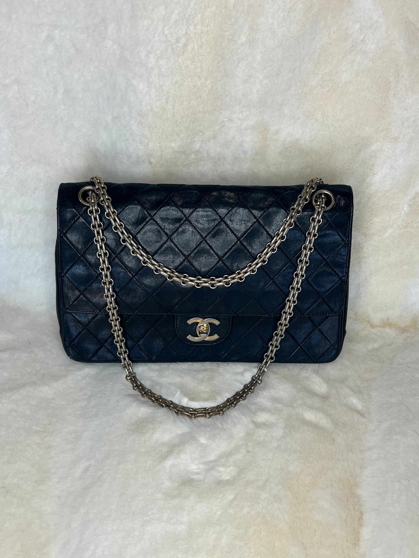 Vintage Chanel Matelassé Ram Leather Double Flap Shoulder Bag
