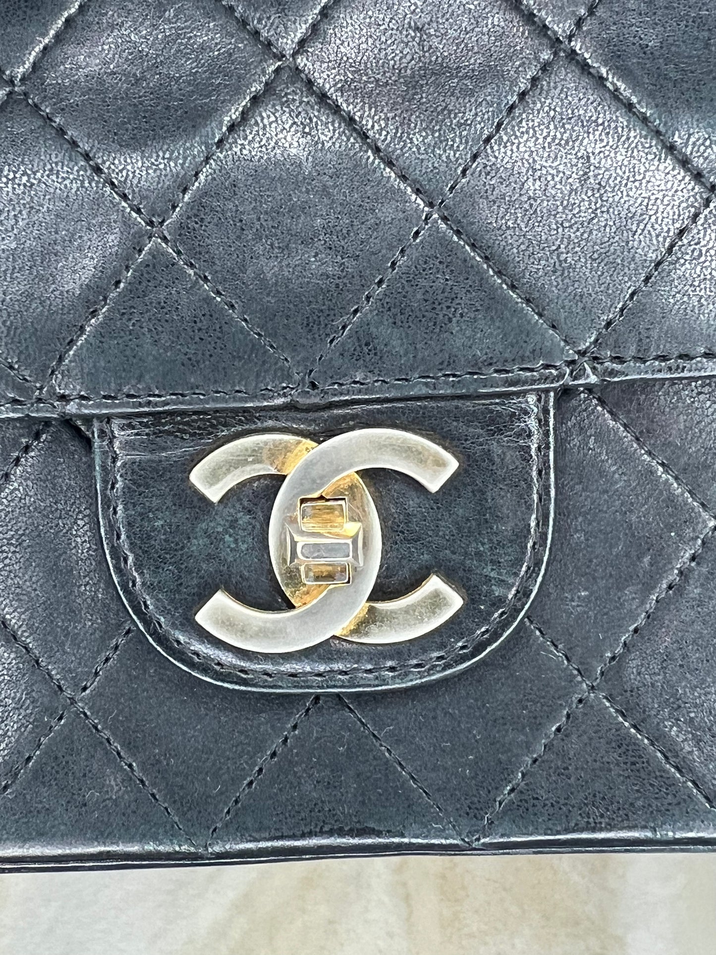 Vintage Chanel Matelassé Ram Leather Double Flap Shoulder Bag