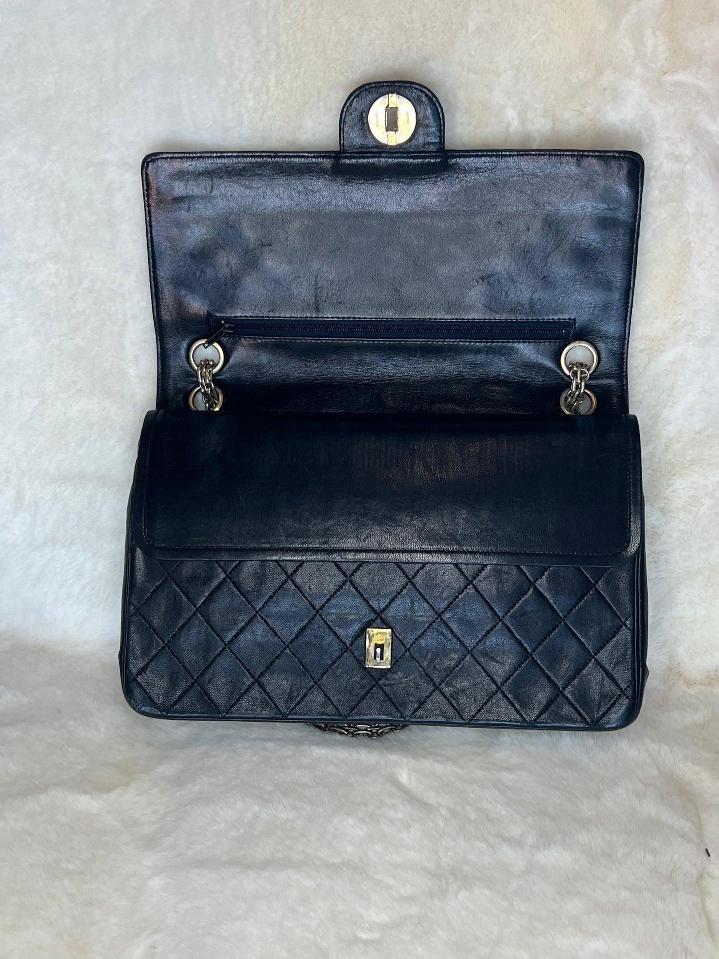 Vintage Chanel Matelassé Ram Leather Double Flap Shoulder Bag