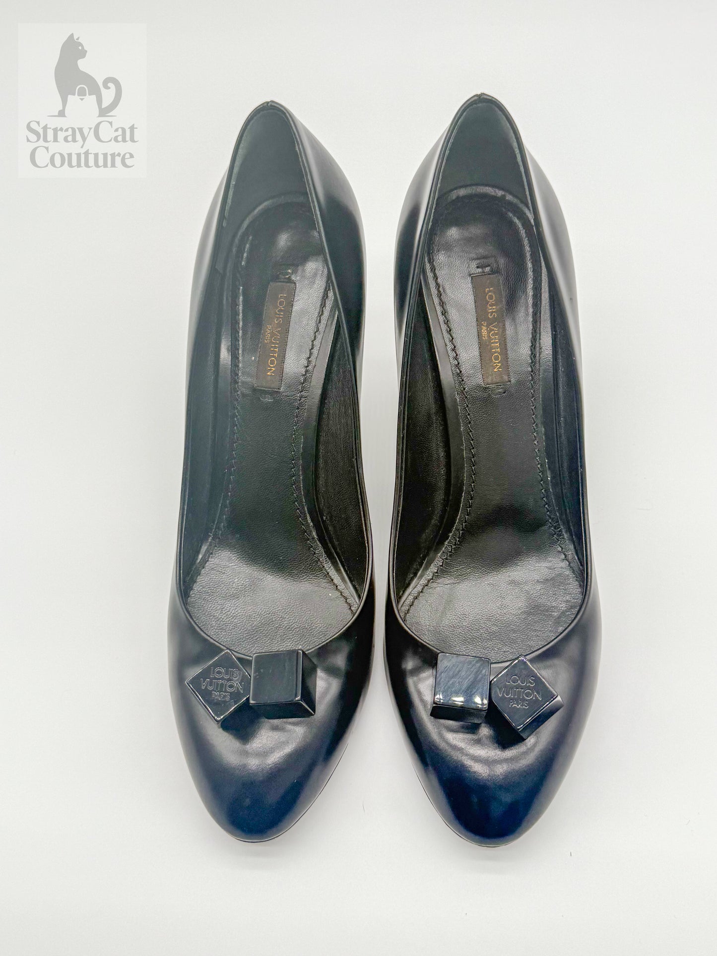 Louis Vuitton Calfskin Cubic Pumps – Black, Size 39