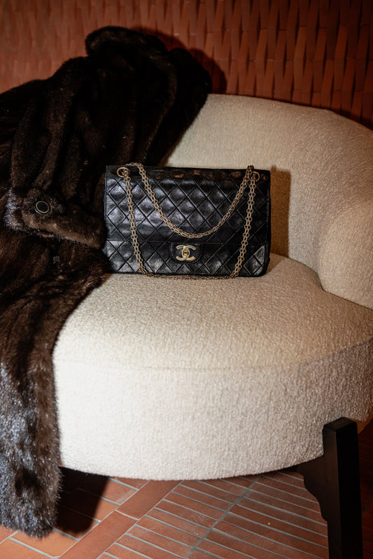 Vintage Chanel Matelassé Ram Leather Double Flap Shoulder Bag