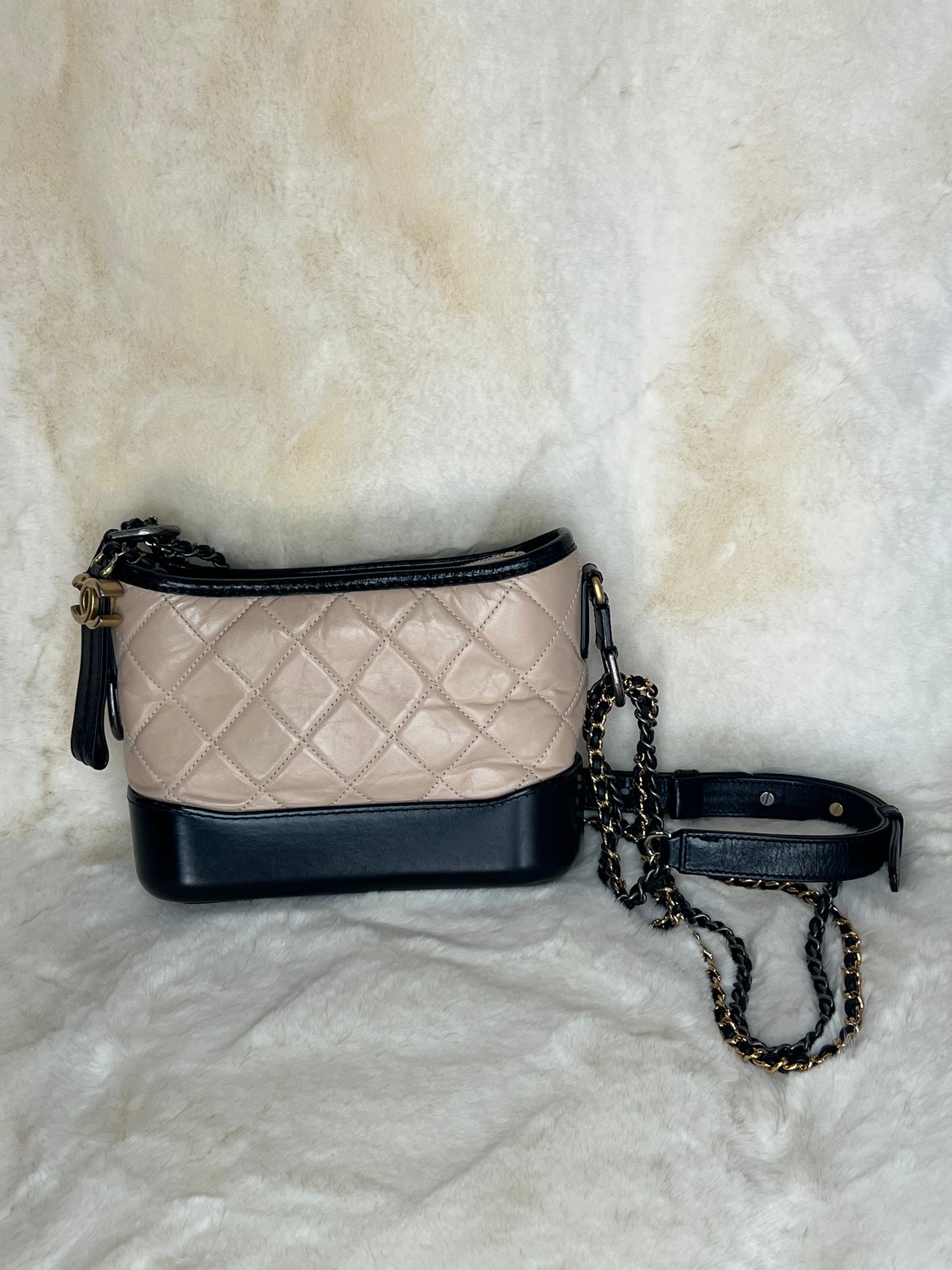 Chanel Gabrielle Hobo Beige/Black Crossbody/Shoulder Bag