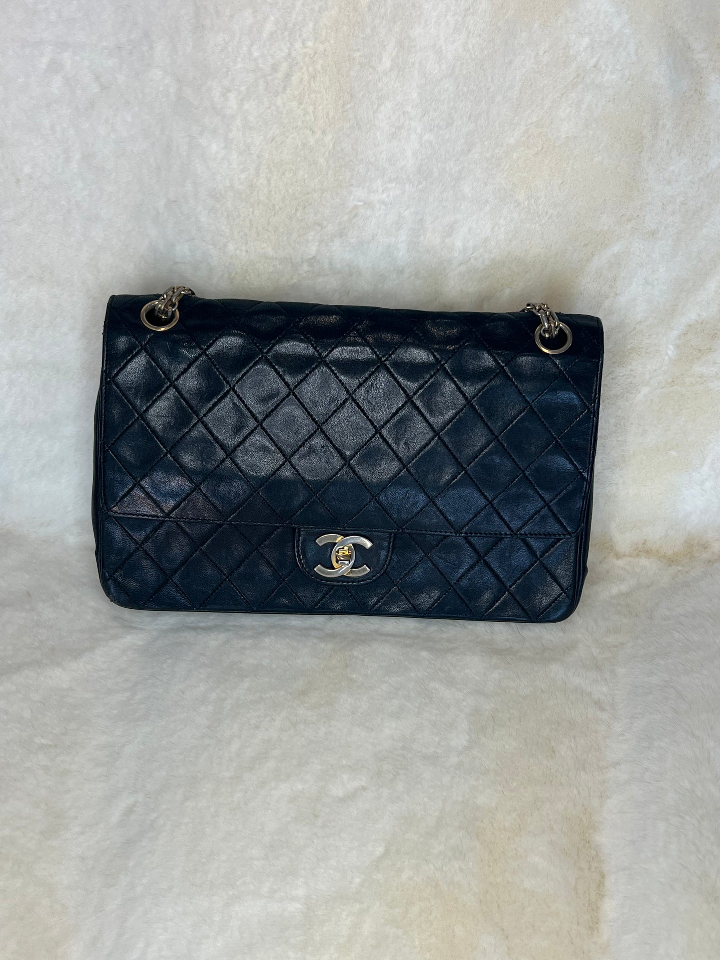 Vintage Chanel Matelassé Ram Leather Double Flap Shoulder Bag