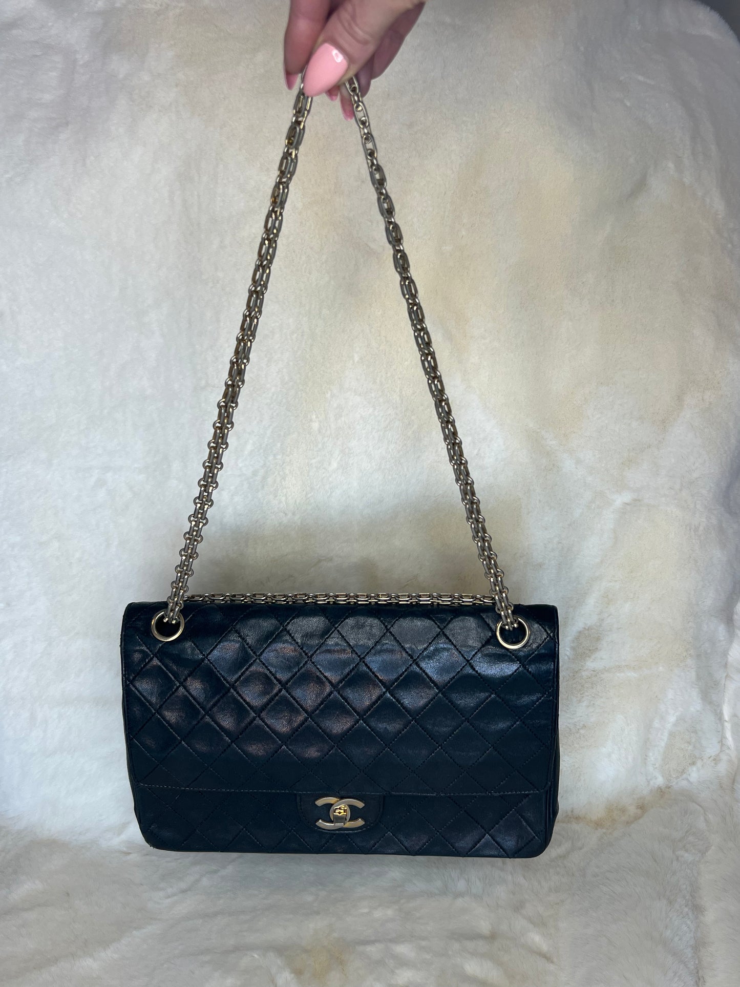 Vintage Chanel Matelassé Ram Leather Double Flap Shoulder Bag