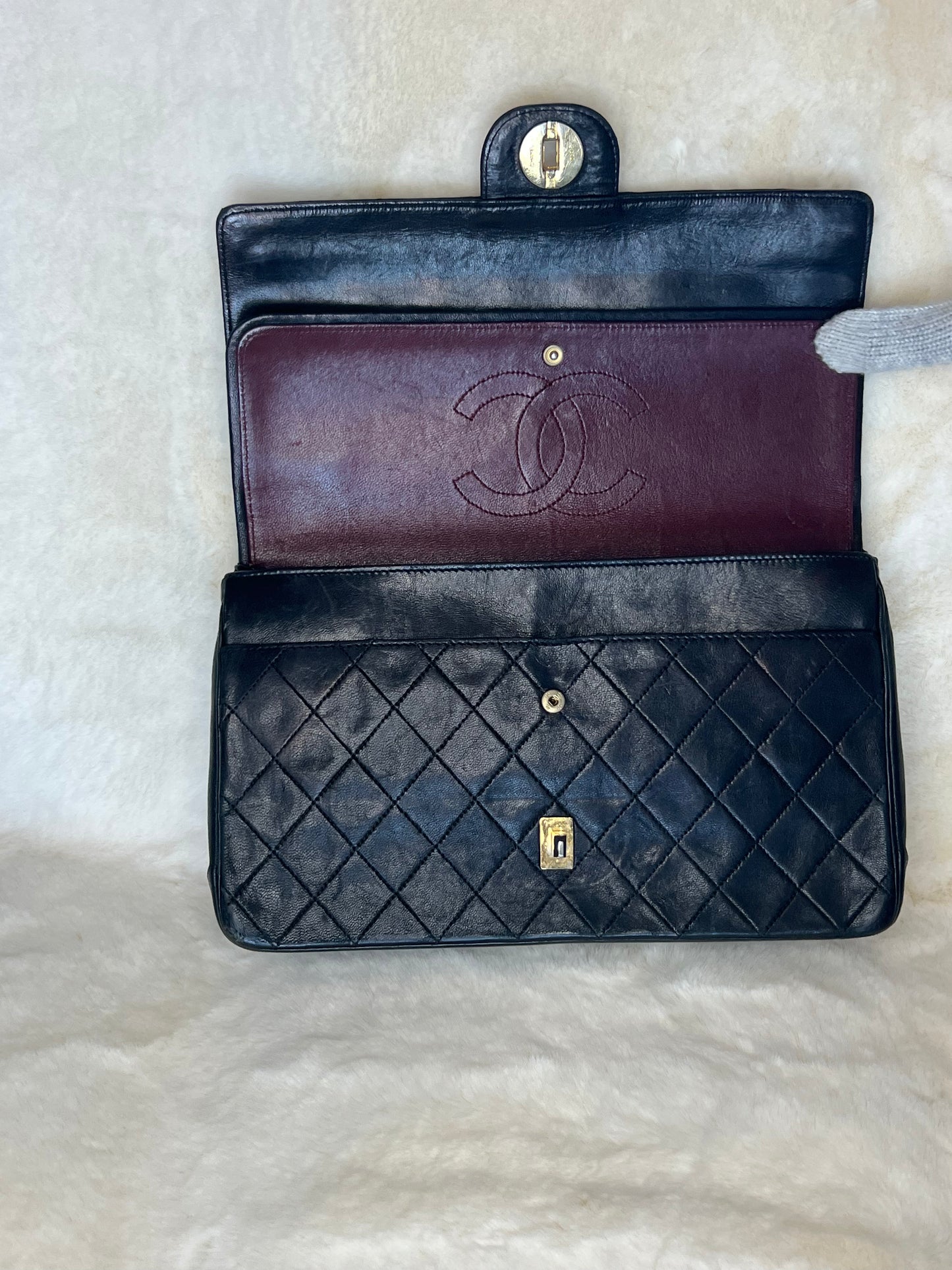 Vintage Chanel Matelassé Ram Leather Double Flap Shoulder Bag