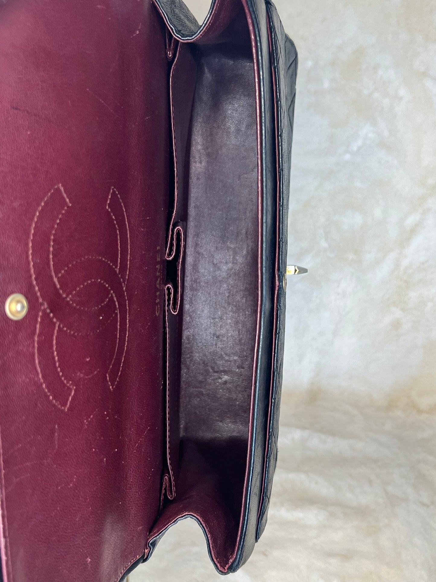 Vintage Chanel Matelassé Ram Leather Double Flap Shoulder Bag
