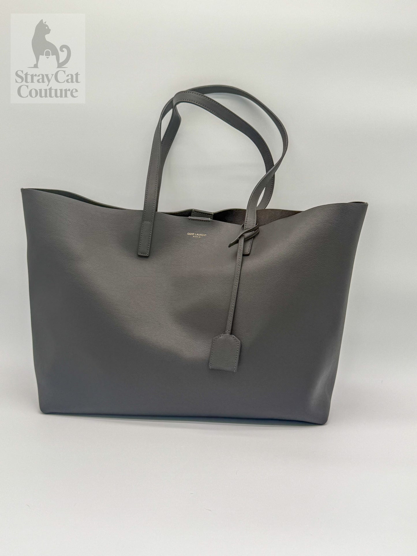 Saint Laurent Large Leather Tote in Grey