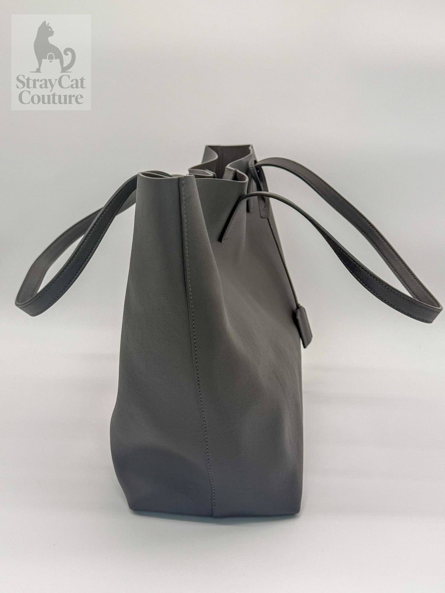 Saint Laurent Large Leather Tote in Grey