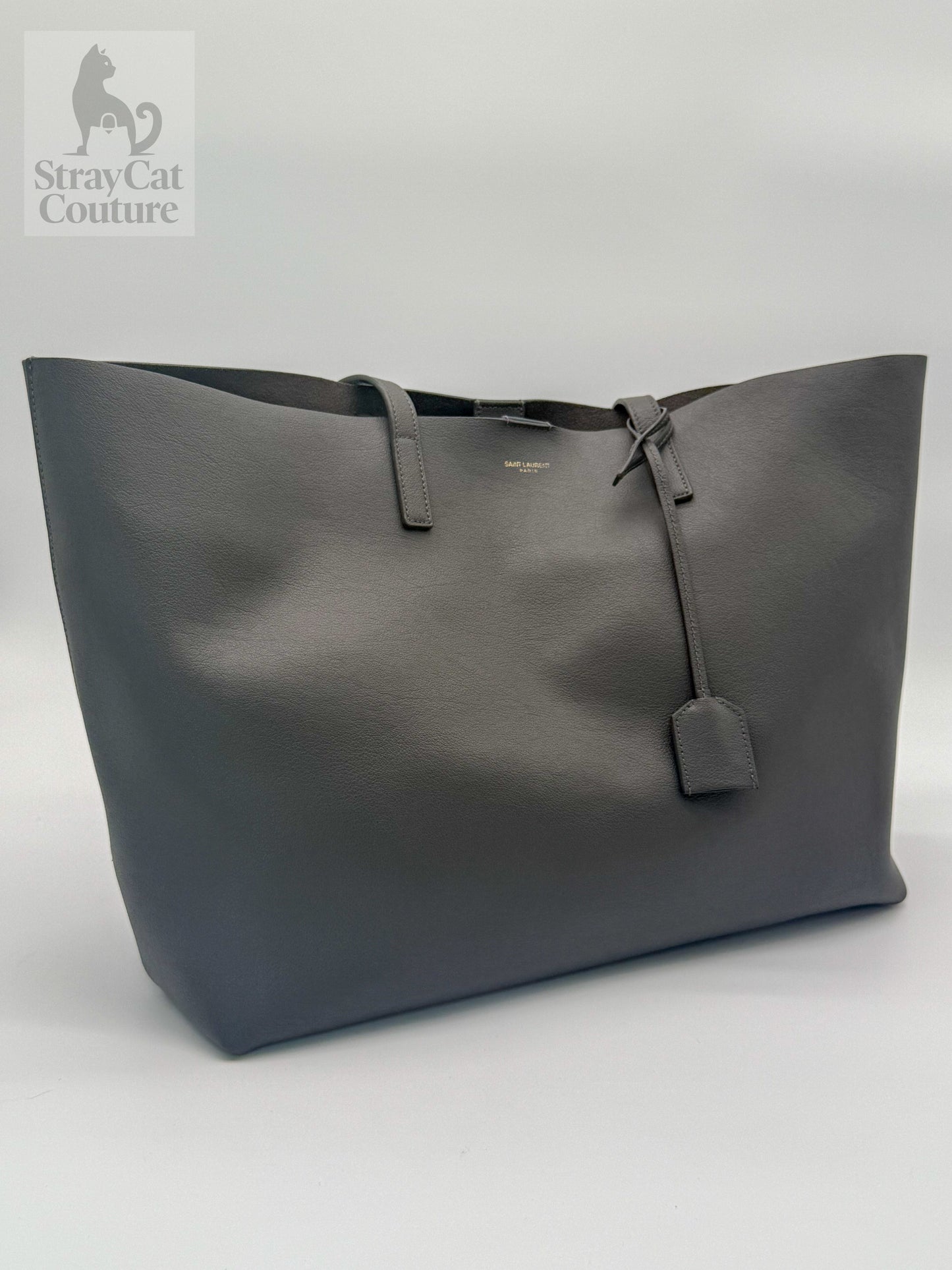 Saint Laurent Large Leather Tote in Grey