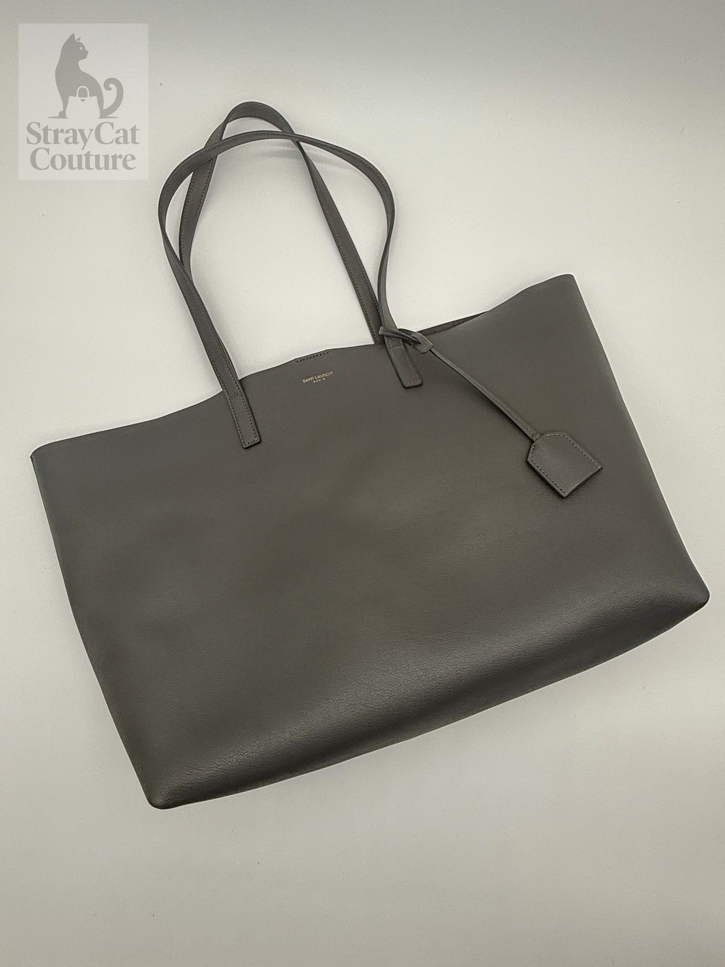 Saint Laurent Large Leather Tote in Grey