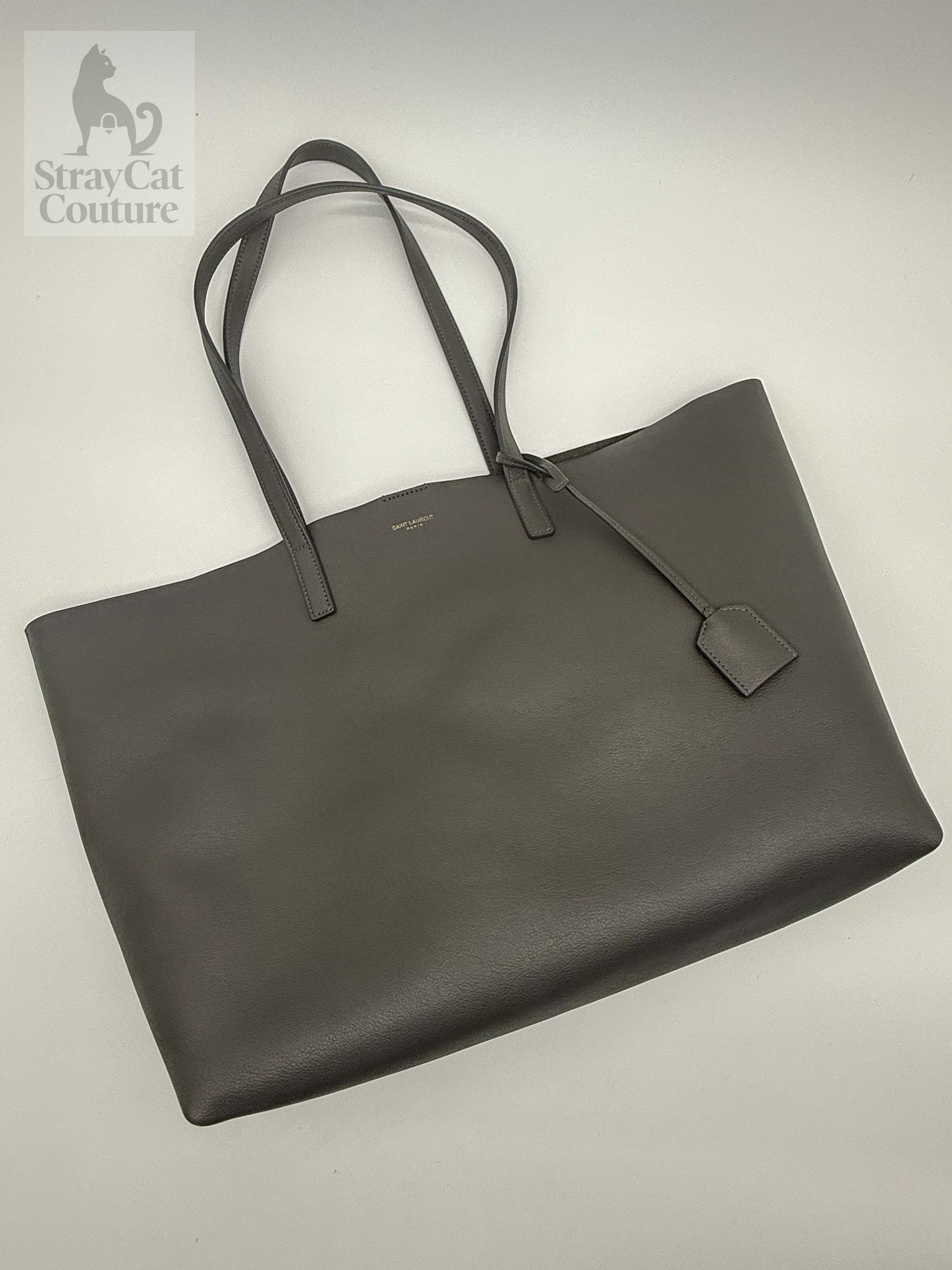 Saint Laurent Large Leather Tote in Grey