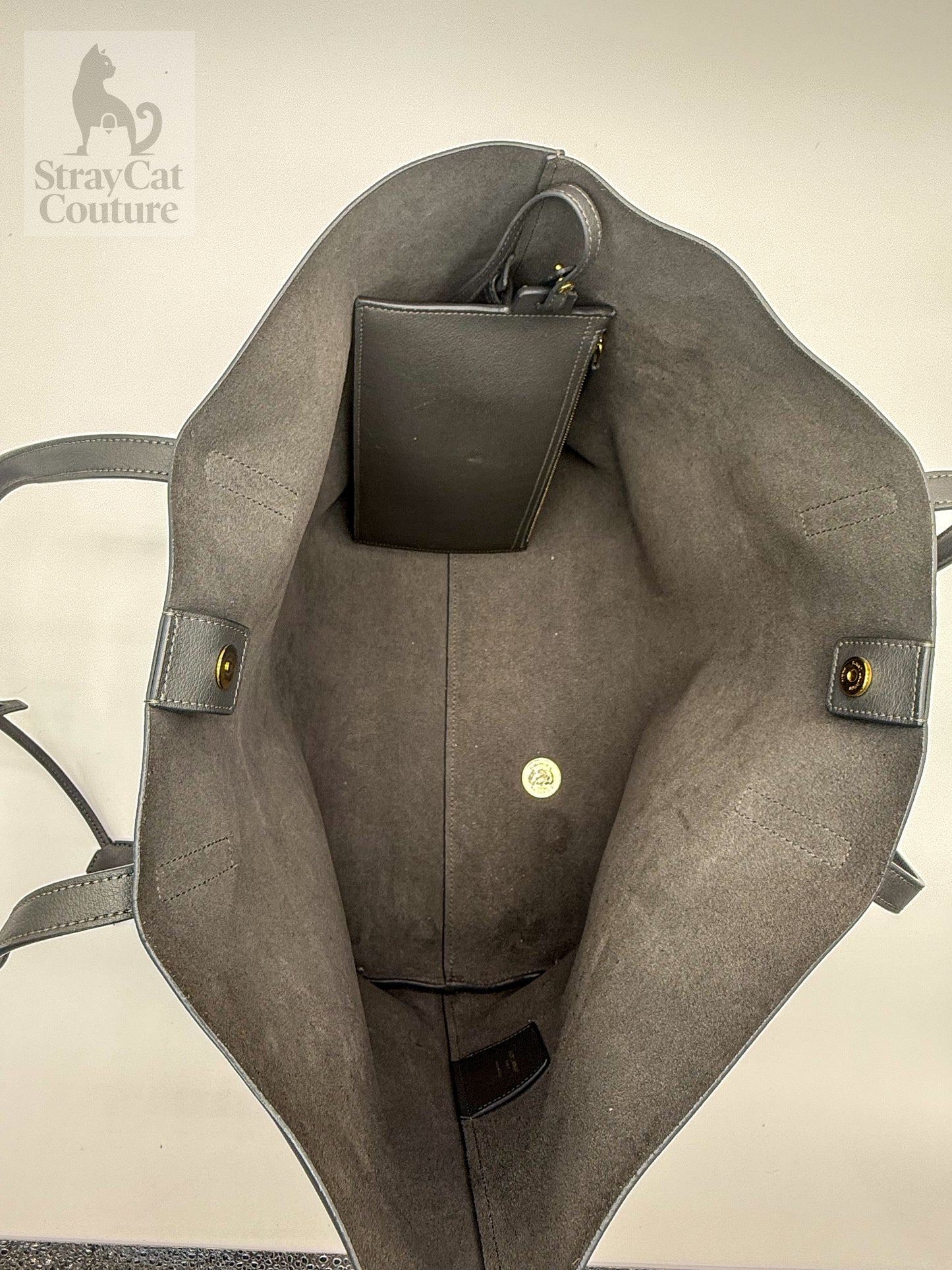 Saint Laurent Large Leather Tote in Grey