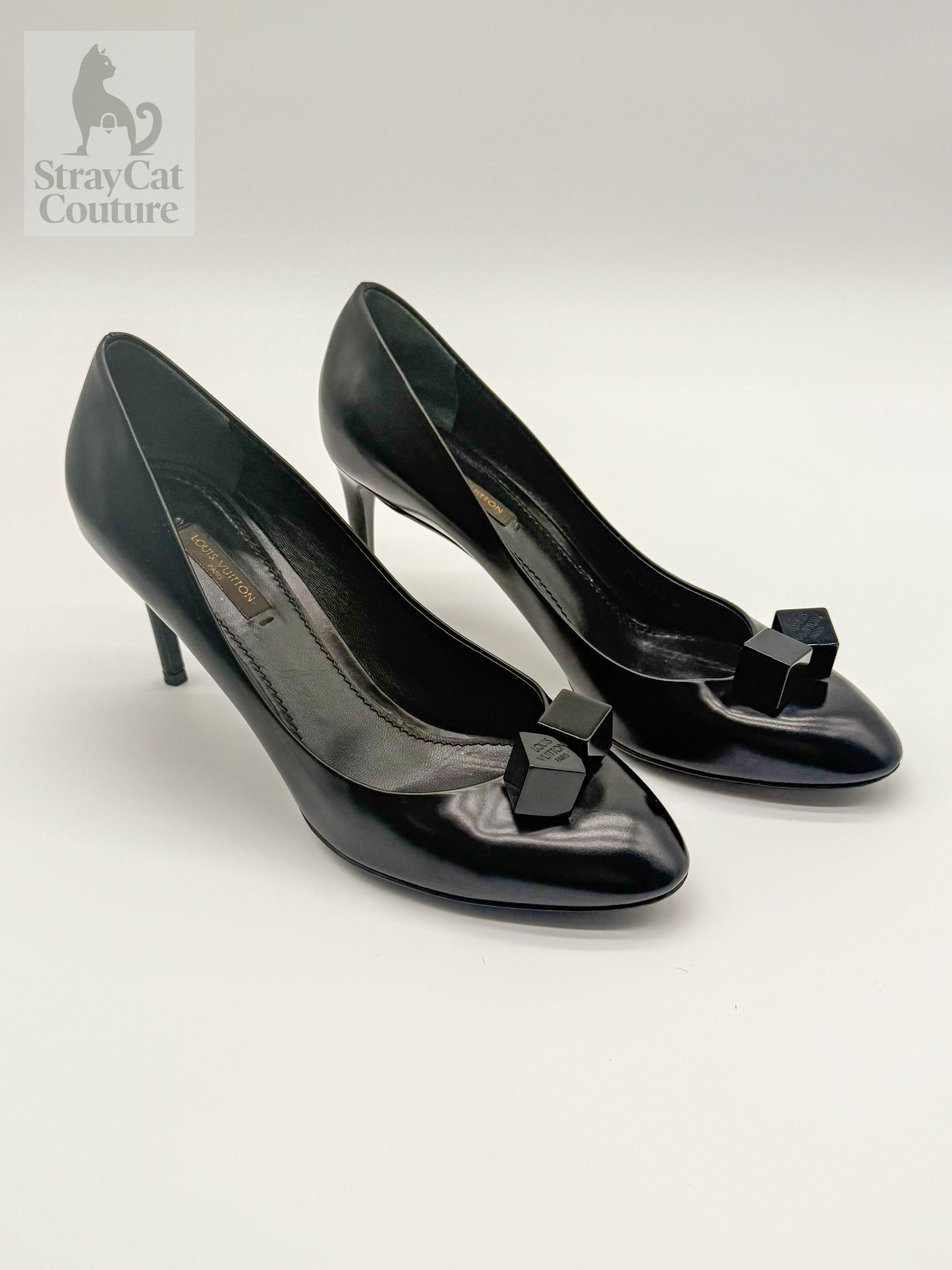 Louis Vuitton Calfskin Cubic Pumps – Black, Size 39